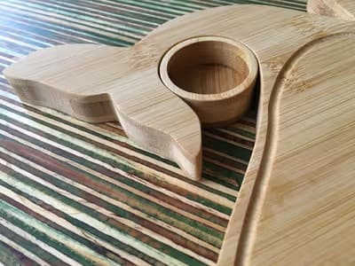 Breakfast board in whale shape with egg cup