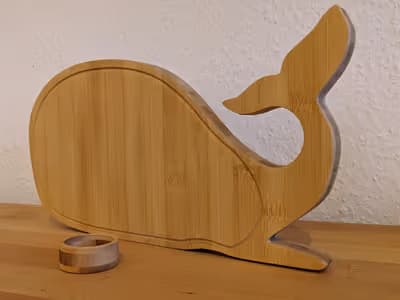 Breakfast board in whale shape with egg cup