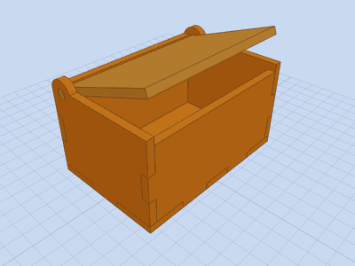 Wooden box with hinged lid